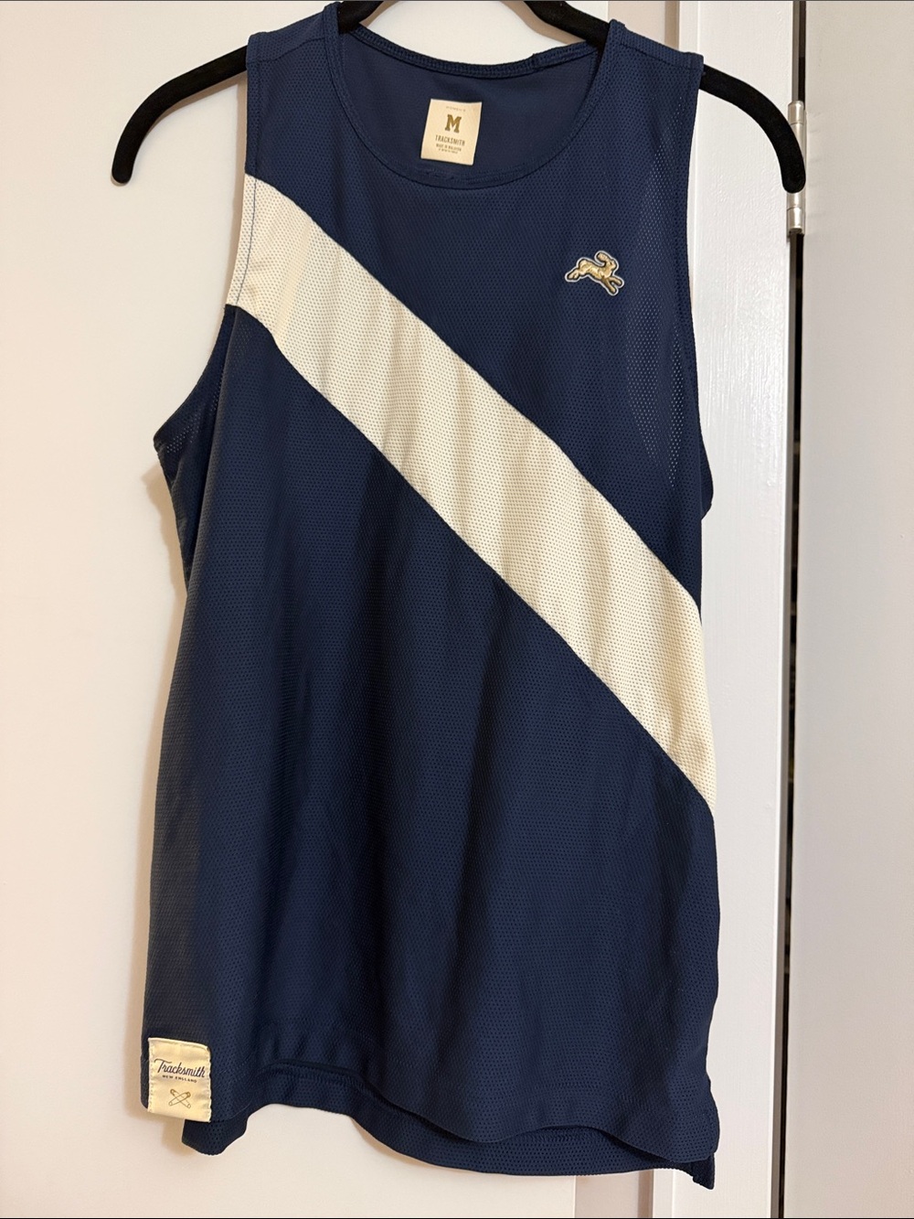Tracksmith Navy and Cream women’s Athletic Tank Top size M